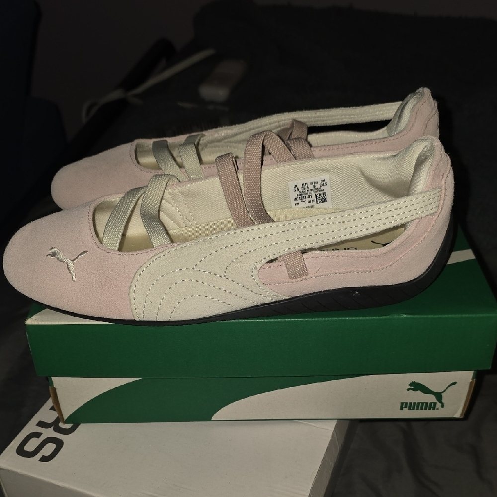 Puma Speedcat Ballet Shoes in Pink And White - Picture 3 of 3